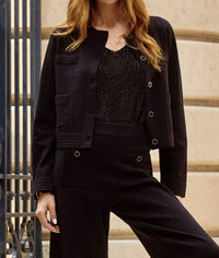 Joseph Ribkoff - Sweater Knit Crew Neck Button Front Jacket