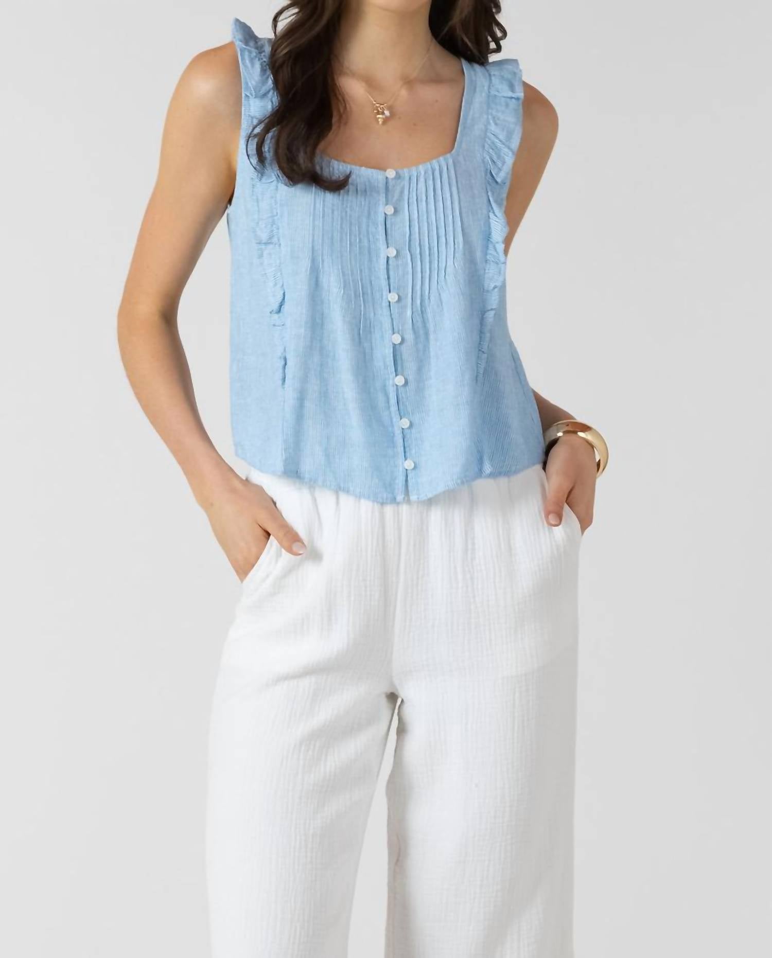 Dex Clothing - Pintuck Ruffle Detail Tank Top