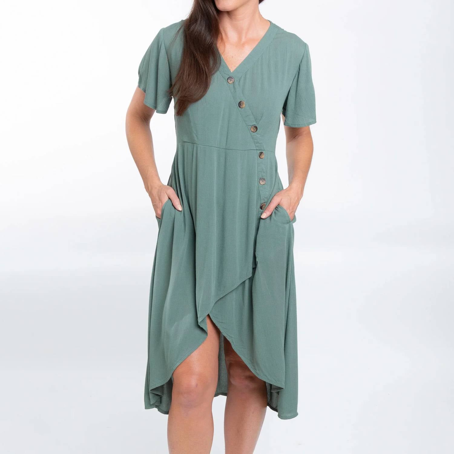 Elsie & Zoey - Ayanna V-Neck Short Sleeve Dress