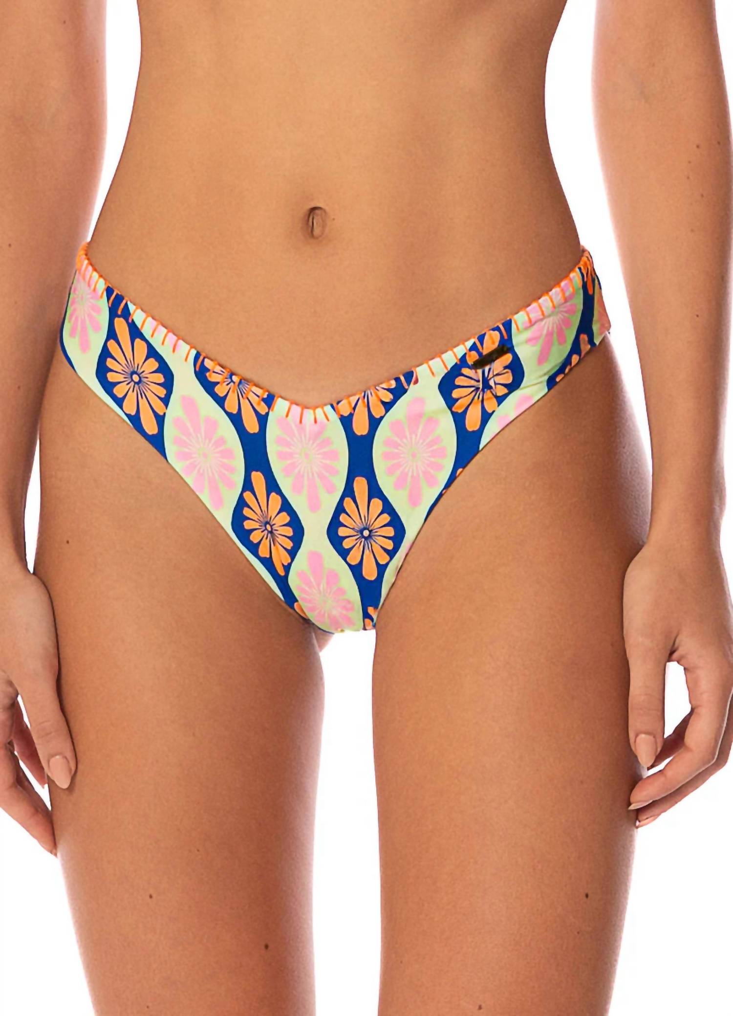 MAAJI Valerya Regular Rise Double V Bikini Bottom in stamped blooms - women's swimwear - alternate view