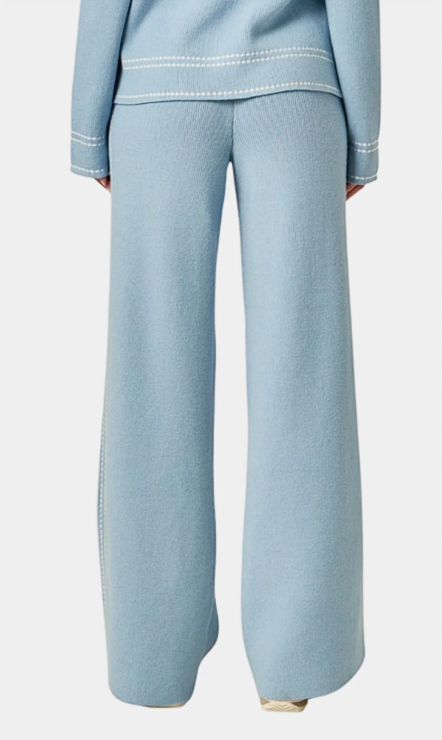 2.7 AUGUST APPAREL Max Stitch Knit Long Pants in blue - women's pants - alternate view