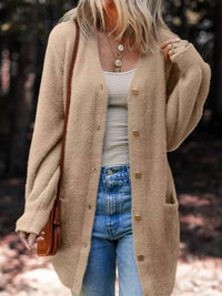 Trendsi - Fuzzy Buttoned Cardigan