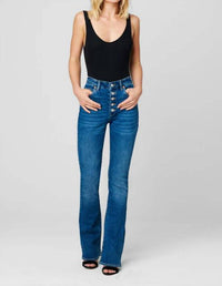 Blanknyc - the hoyt making history mini boot cut exposed button high rise denim