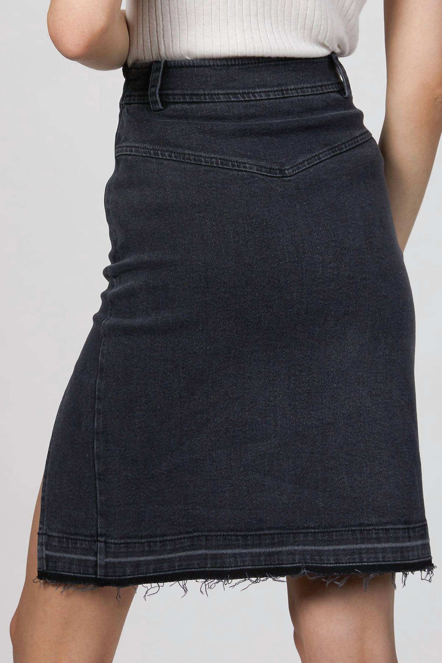 STRETCH DENIM SLIT SKIRT