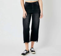 Judy Blue - Tara Ripped Raw Hem Crop Wide Leg Jeans