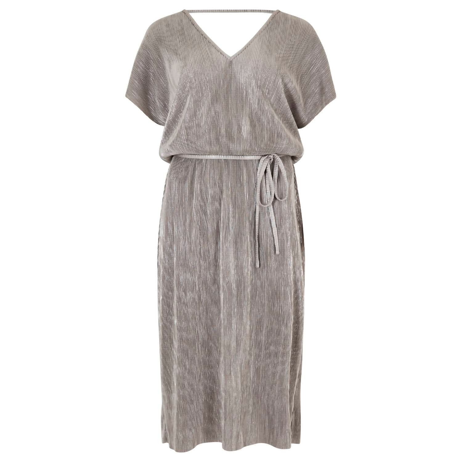 Plisse V Neck Dress