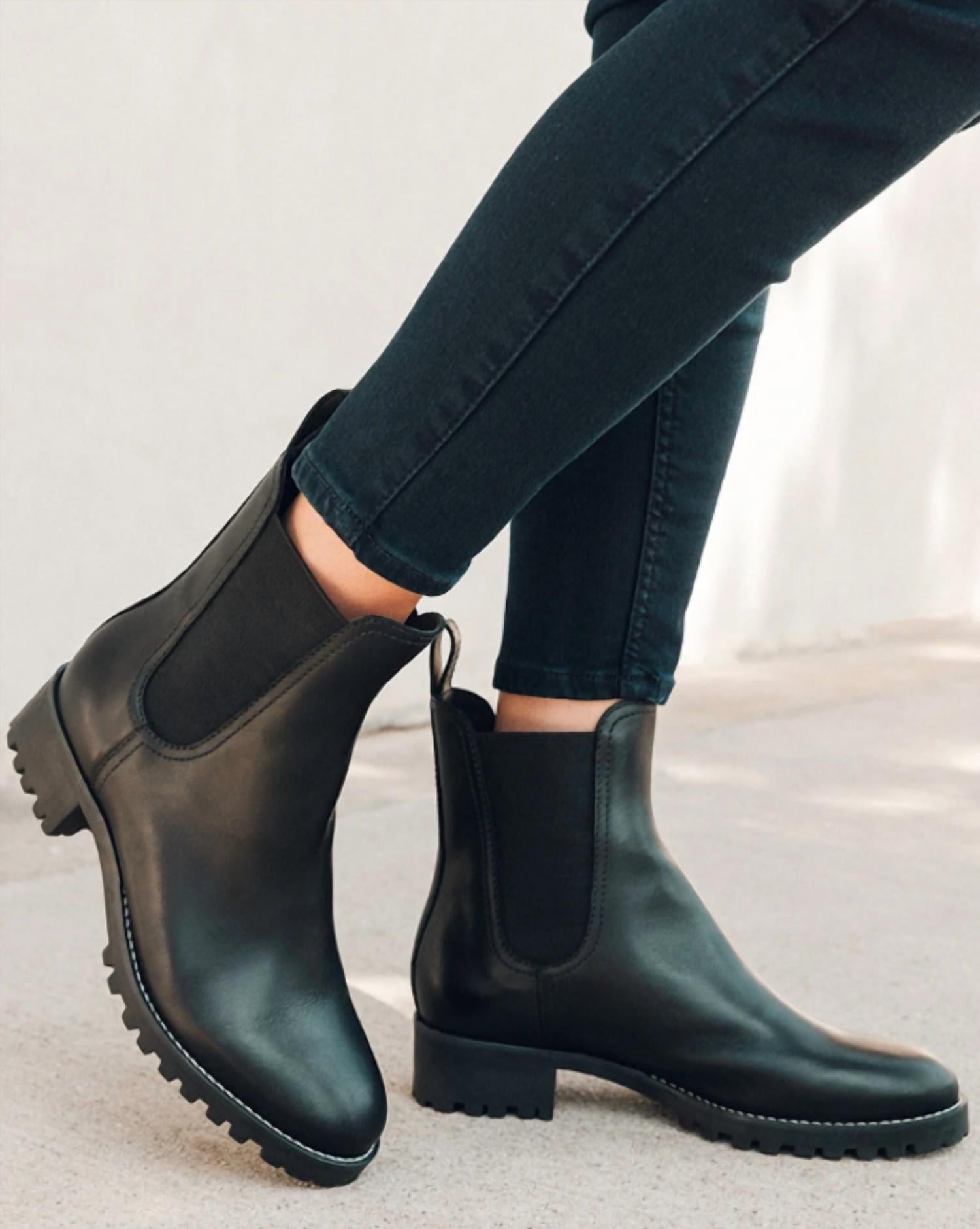 Soludos Women's Greenpoint CHELSEA Boot in black leather - women's shoe - view 4