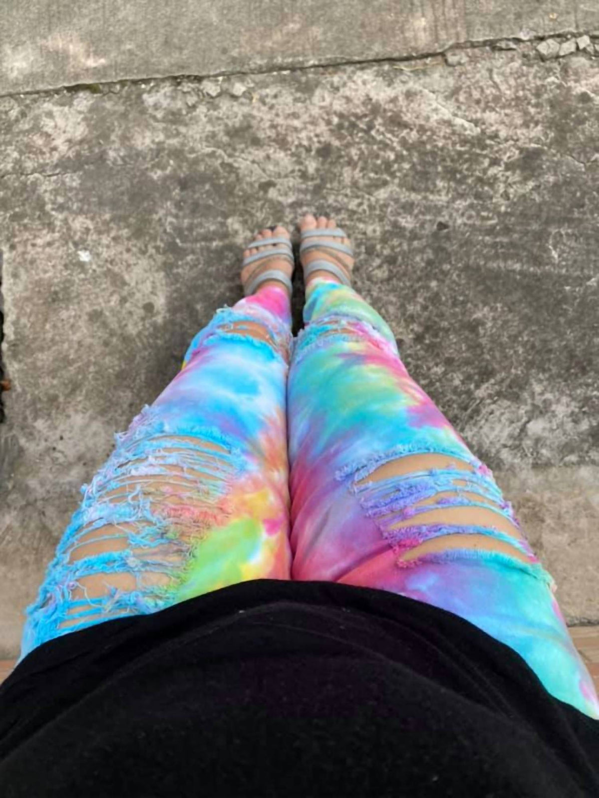 Shirley Stone - Tie Dye Distressed Skinny Jeans