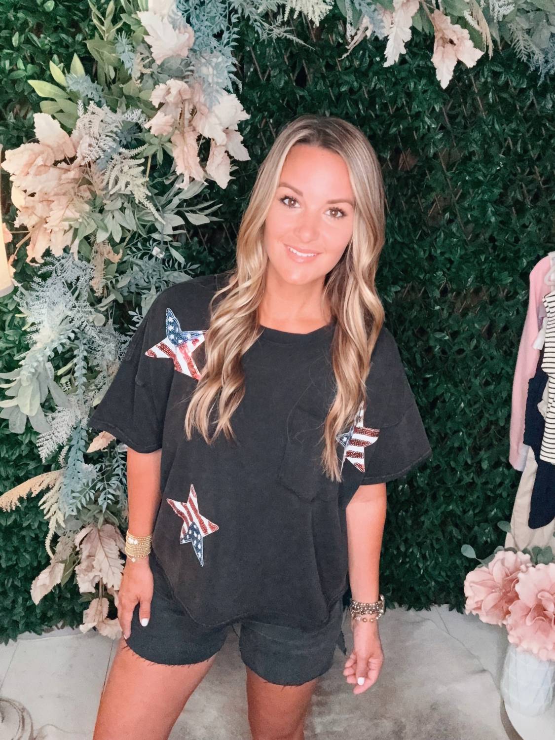 Oddi - Flag Star Sequin Patch Top