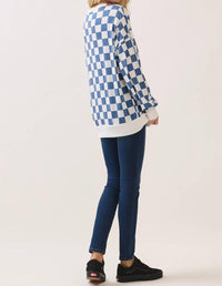 7Th Ray - Checkered Print Drop Shoulder Pullover