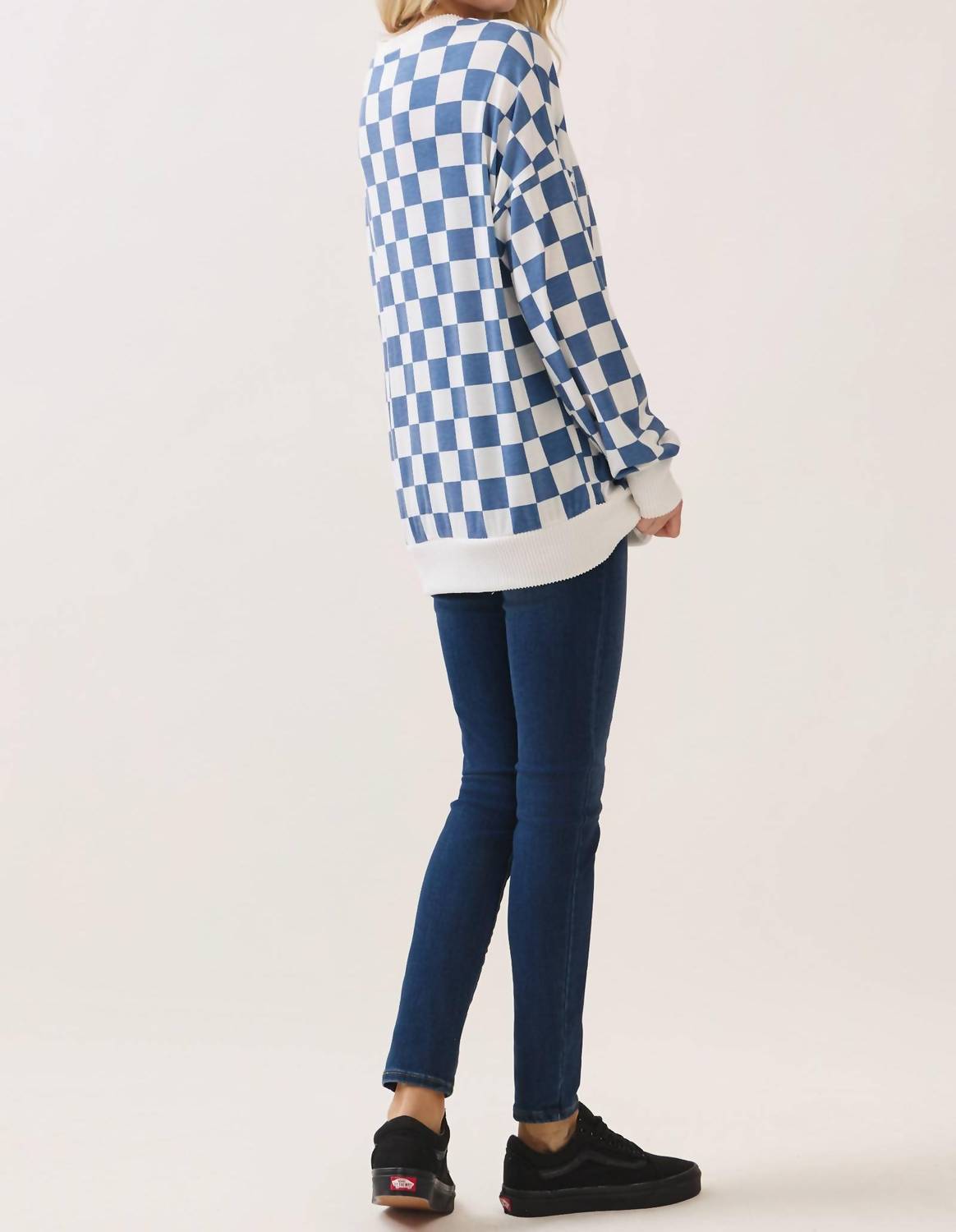7Th Ray - Checkered Print Drop Shoulder Pullover