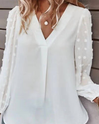 Miss Sparkling - Dotted V Neck Blouse