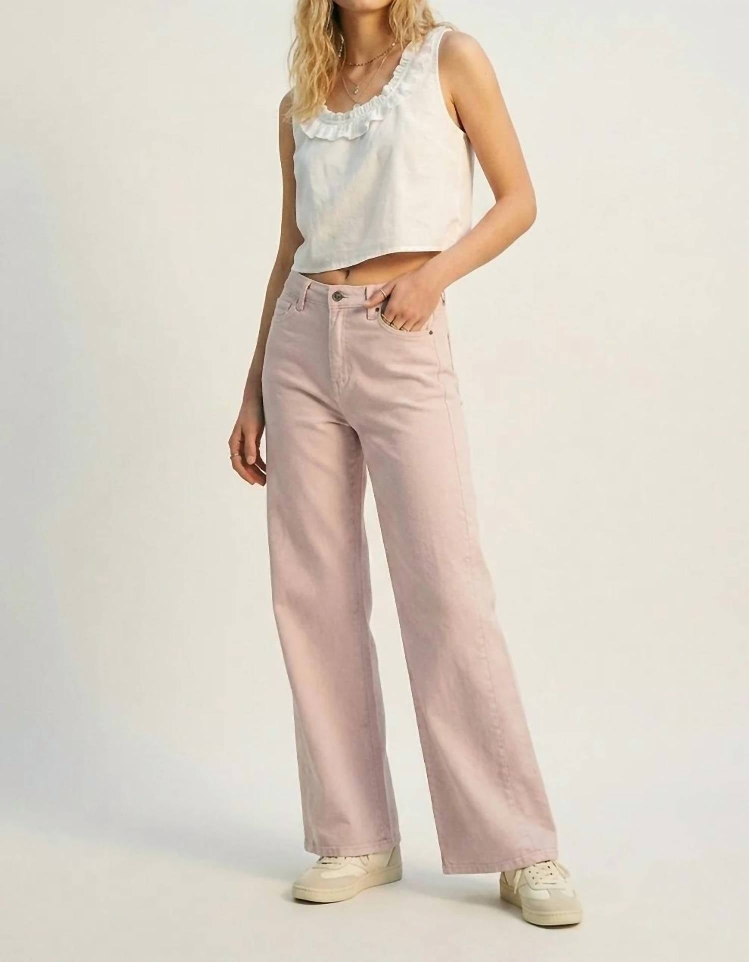 Q2 - Wide Leg Trousers With Twill