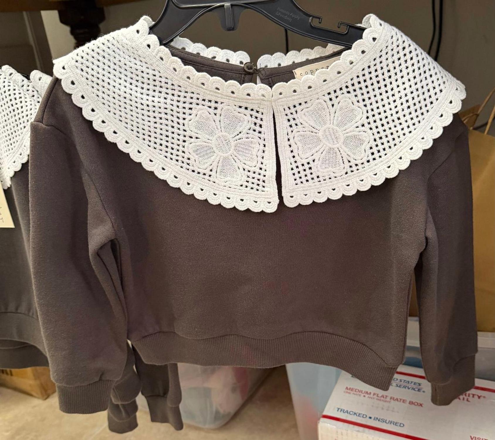 Copper Key - Girls Crochet Collar Sweatshirt