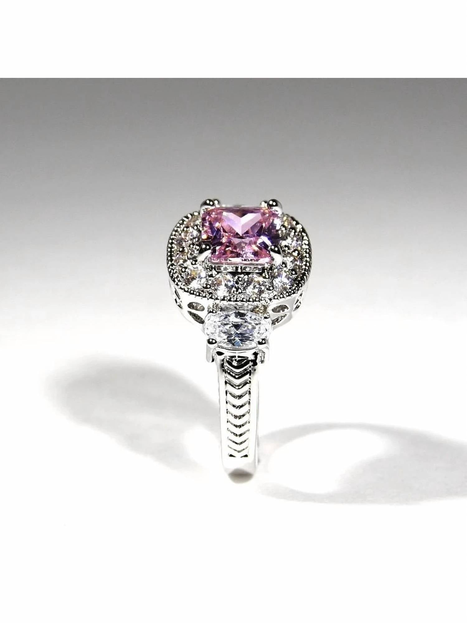FAIRE Cubic Zirconia & Crystal Ring in pink - women's jewelry - detail view