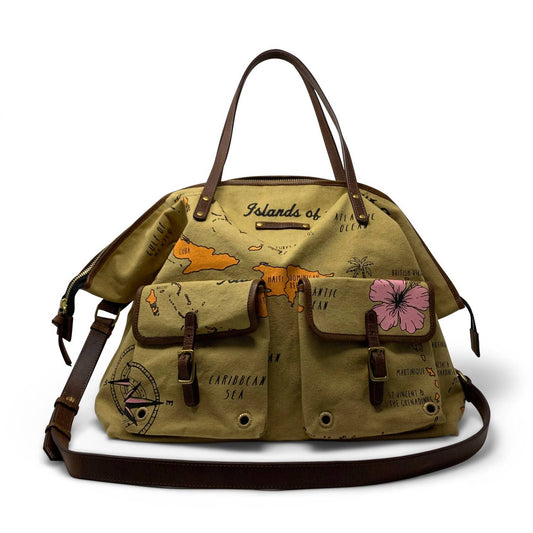 Kempton & Co. - Vintage Map Print Canvas Crossbody Bag