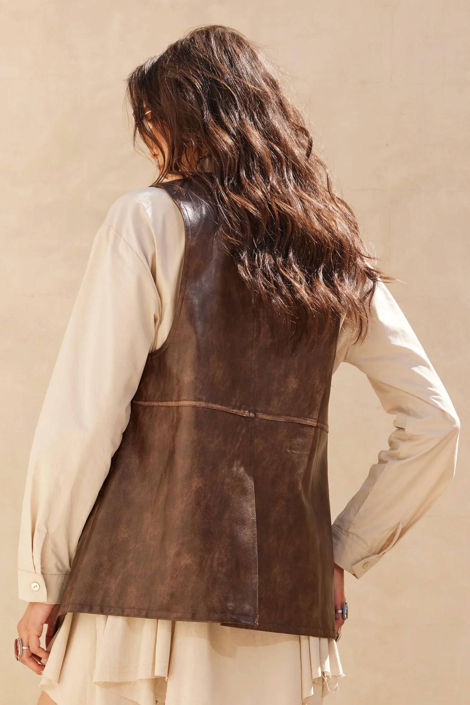 Promesa - Born To Ride Vegan Leather Snap Front Vest