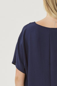 entro Solid V-neck Top in navy - women's blouse - view 5