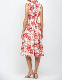 Fate - Floral Smocked Waist Front Zip Dress