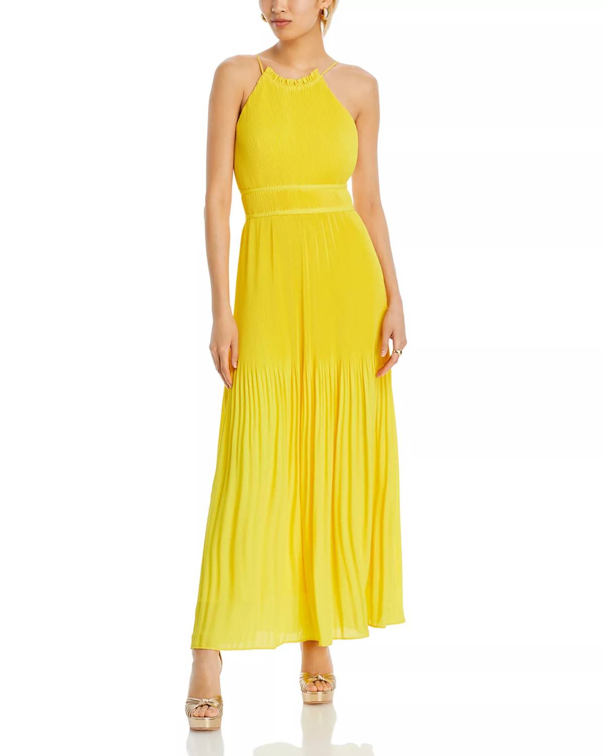 AMUR Garren Pleated Maxi Dress in yellow - women's dress