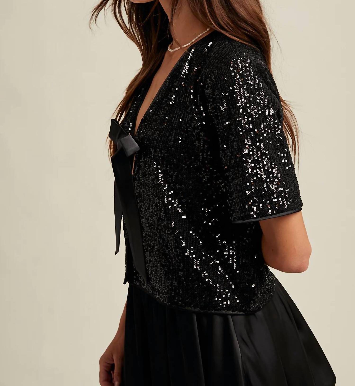 Wishlist - Sequin Bow Detail Top