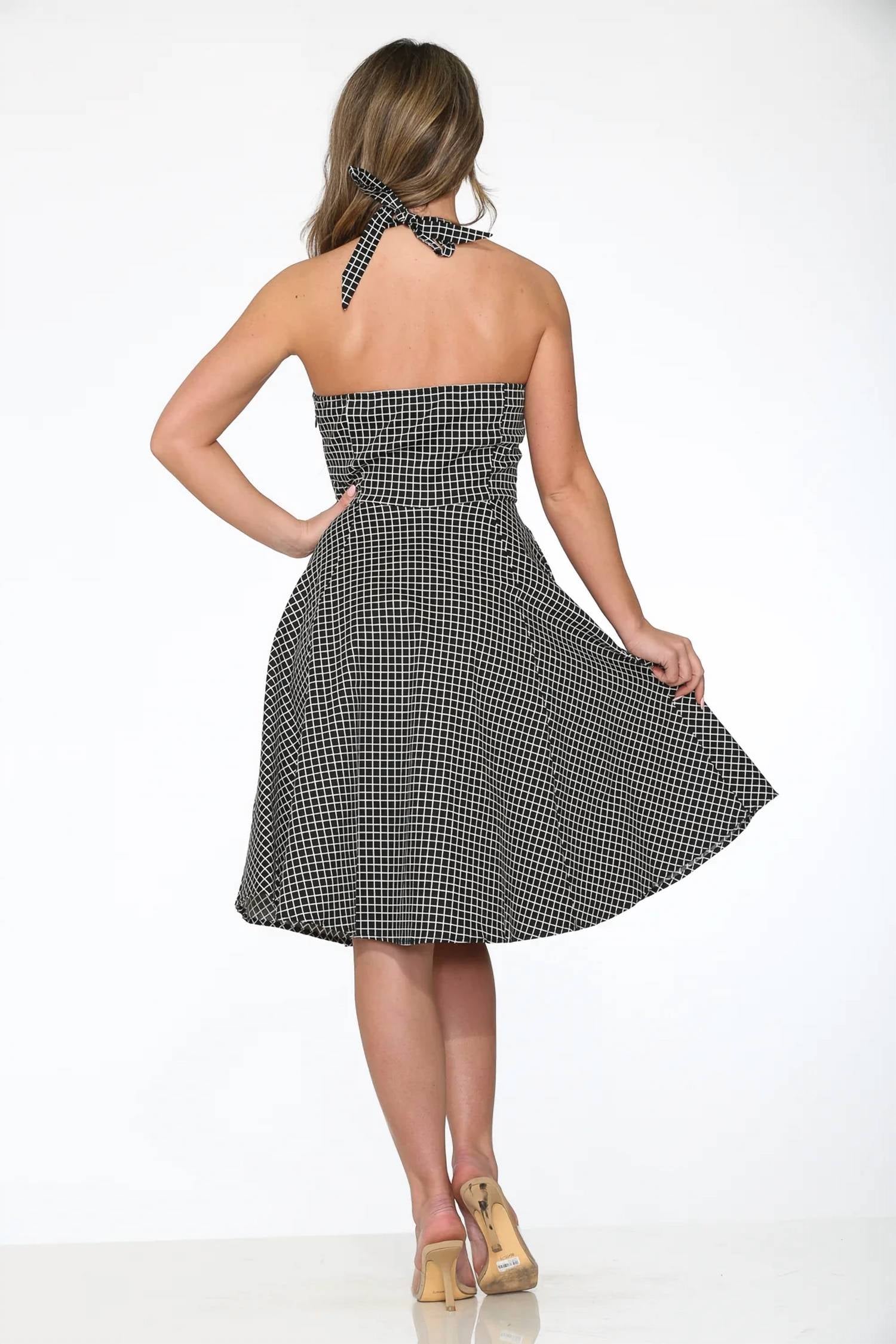 Orchid Bloom - Checkmate Halter Dress
