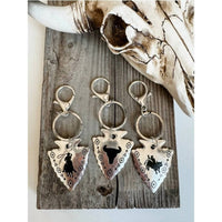 Boho Ranch Women's Aztec Arrowhead & Steer Keychain in silver - women's accessory - alternate view