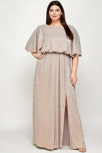 See And Be Seen - Metallic Stripe Pleats Dress