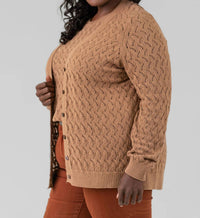 Minnie Rose - Cotton Cashmere Pointelle Cardigan - Plus