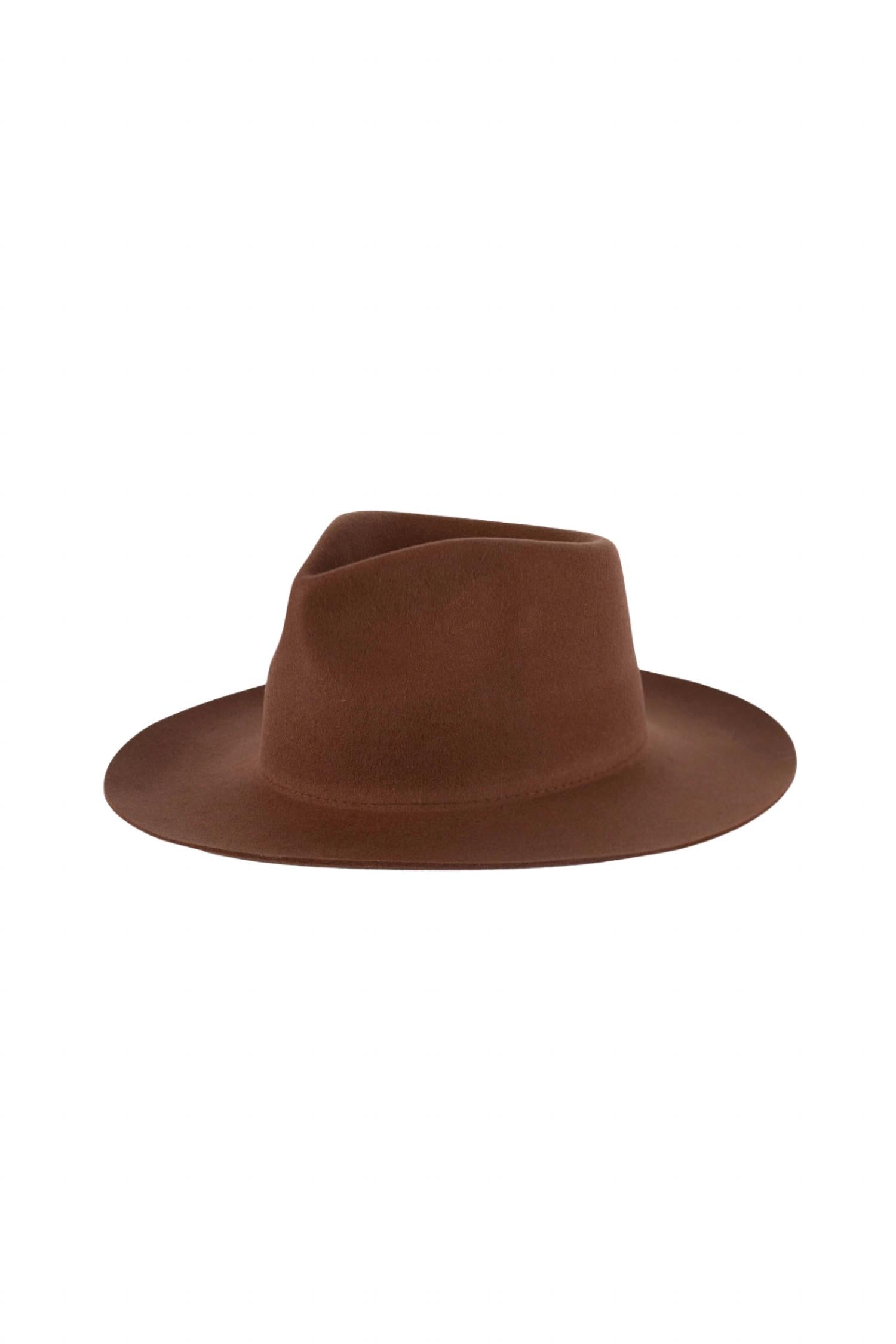 Gigi Pip Women's Zephyr Rancher With Western Leather Concho Band Hat in dark oak - women's hat - detail view