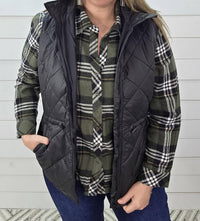 Keren Hart Quilted Cinch Zipper Vest in black - women's jacket - alternate view