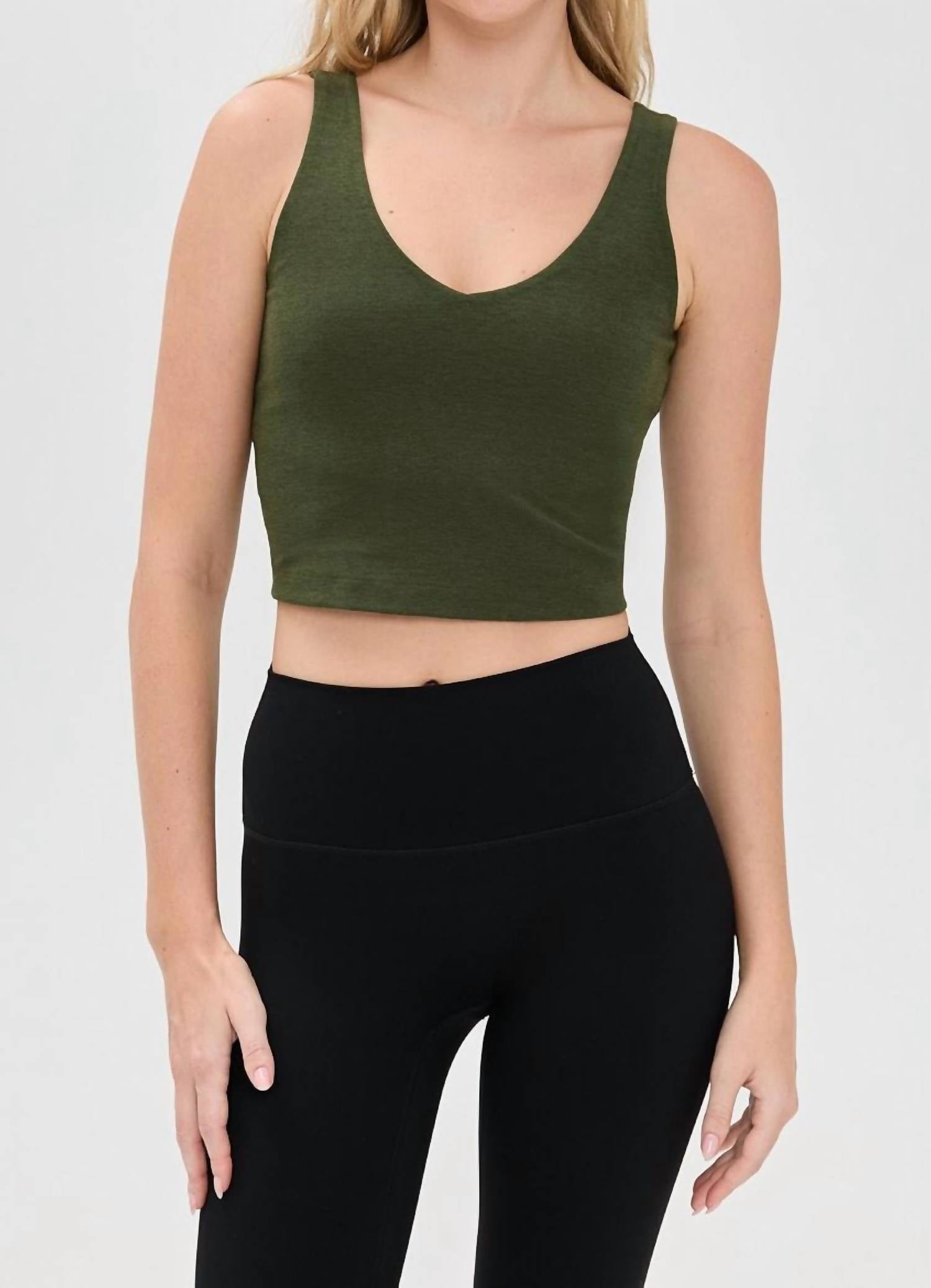 BEYOND YOGA Spacedye Good Day Cropped Tank Top in army green heather - women's tank top