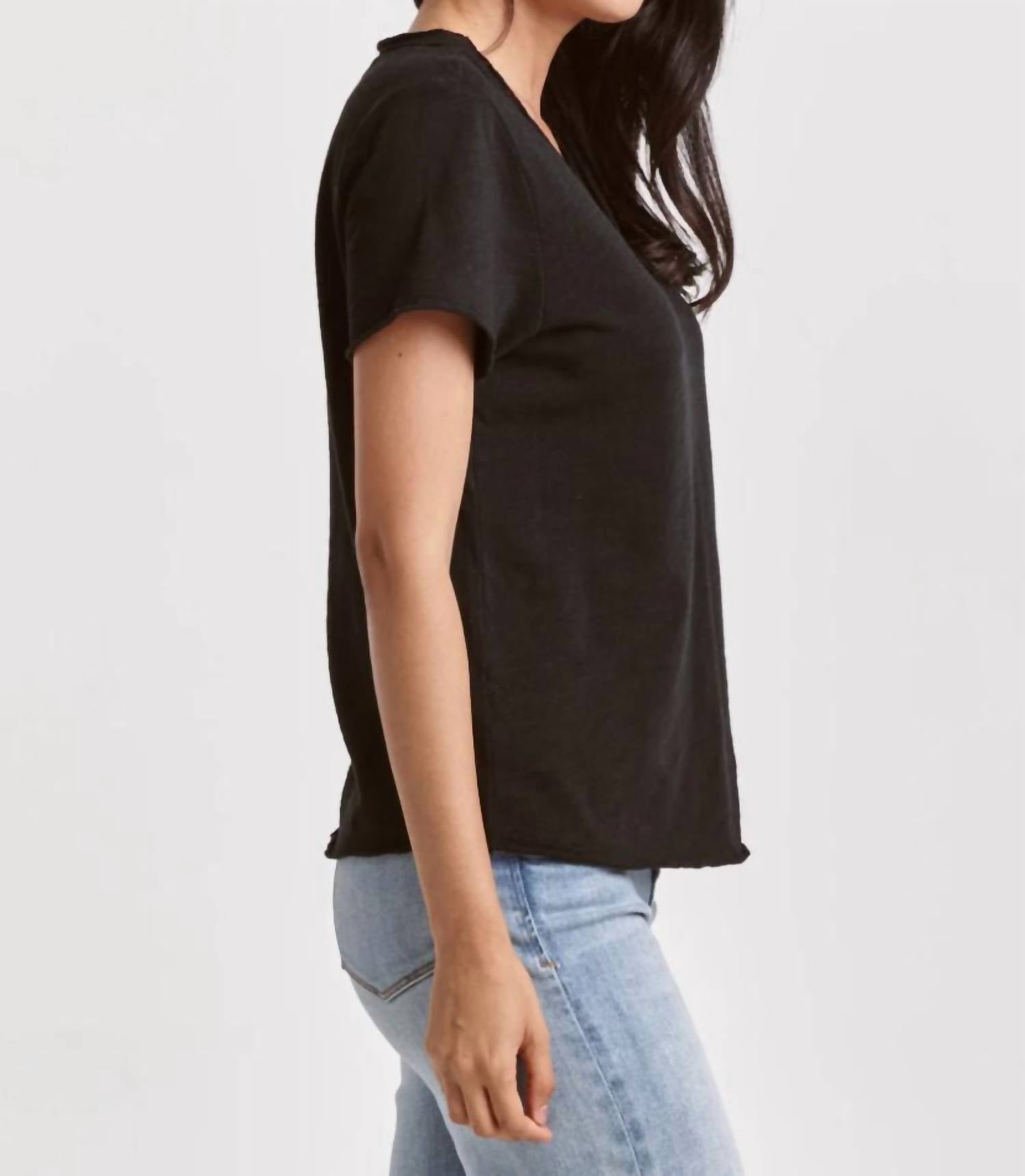 DEAR JOHN DENIM Decker Jersey Short Sleeve Tee in black - women's t-shirt - detail view