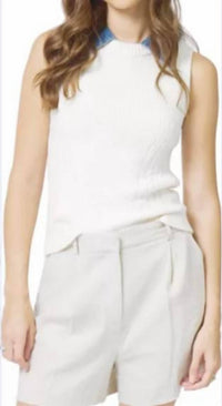 Central Park West - Serena Mixed Stitch Denim Collar Shell Tank