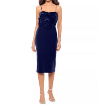 Betsy & Adam - Women's Velvet Rosette Sheath Dress