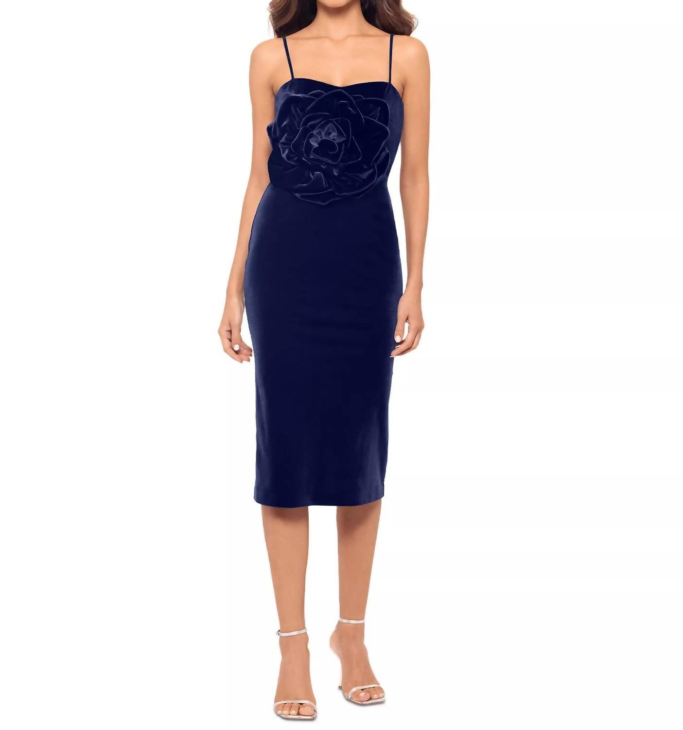 Betsy & Adam - Women's Velvet Rosette Sheath Dress