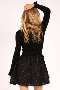 Heyson - Feel Like A Lady Floral Appliqué Sweater Mini Dress