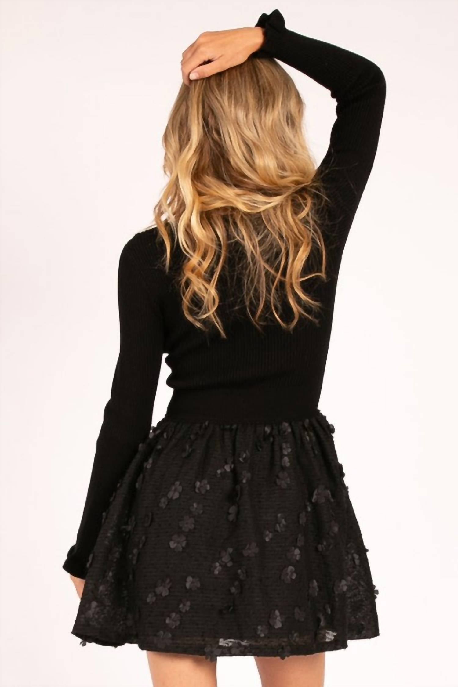 Heyson - Feel Like A Lady Floral Appliqué Sweater Mini Dress