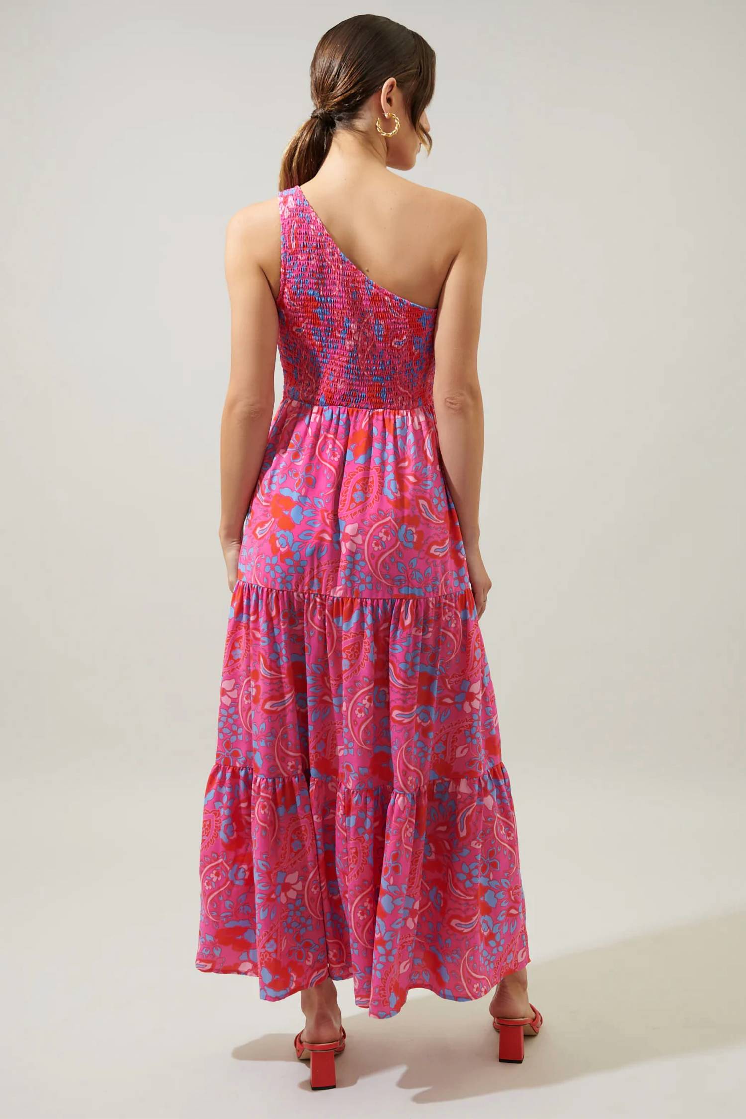Sugarlips - Smocked One Shoulder Lys Maxi Dress