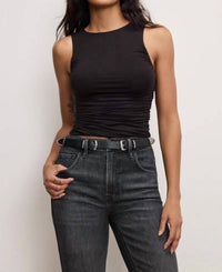 Good American - Grace Stretch Jersey Ruched Tank Top
