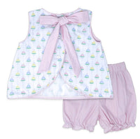 Lullaby Set Girls Channing Bloomer Set in pink seaside sailboats - item - detail view
