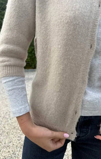 Kris Ana Mohair Mix Cardigan Top in beige 1 - women's cardigan - alternate view