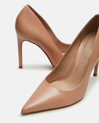 STEVE MADDEN Women's Noir Genuine Leather Hi Heel Point Toe Pumps in tan leather - women's shoe - view 5