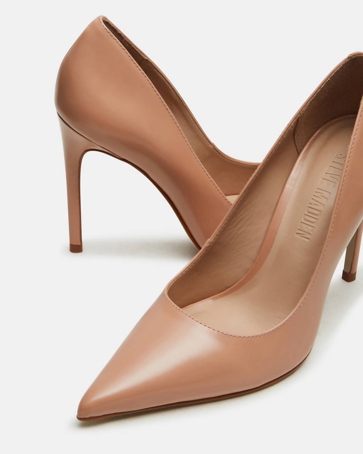 STEVE MADDEN Women's Noir Genuine Leather Hi Heel Point Toe Pumps in tan leather - women's shoe - view 5