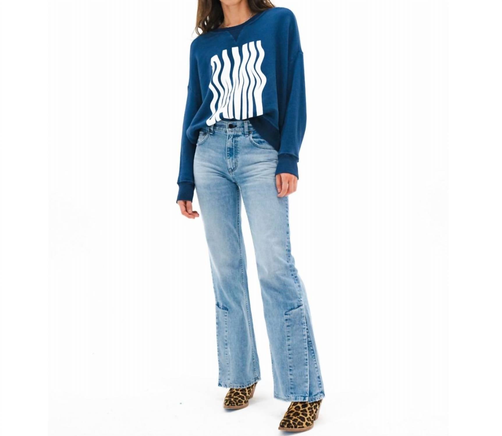 ASKK NY Damn Dolman Sleeve Oversized Sweatshirt in navy - women's top