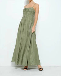 Ina Fashion - Satin Ruched Detailing Maxi Dress