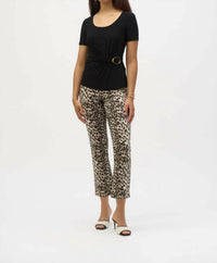 Joseph Ribkoff Women's Leopard Print Flare Trousers in beige black - women's pants