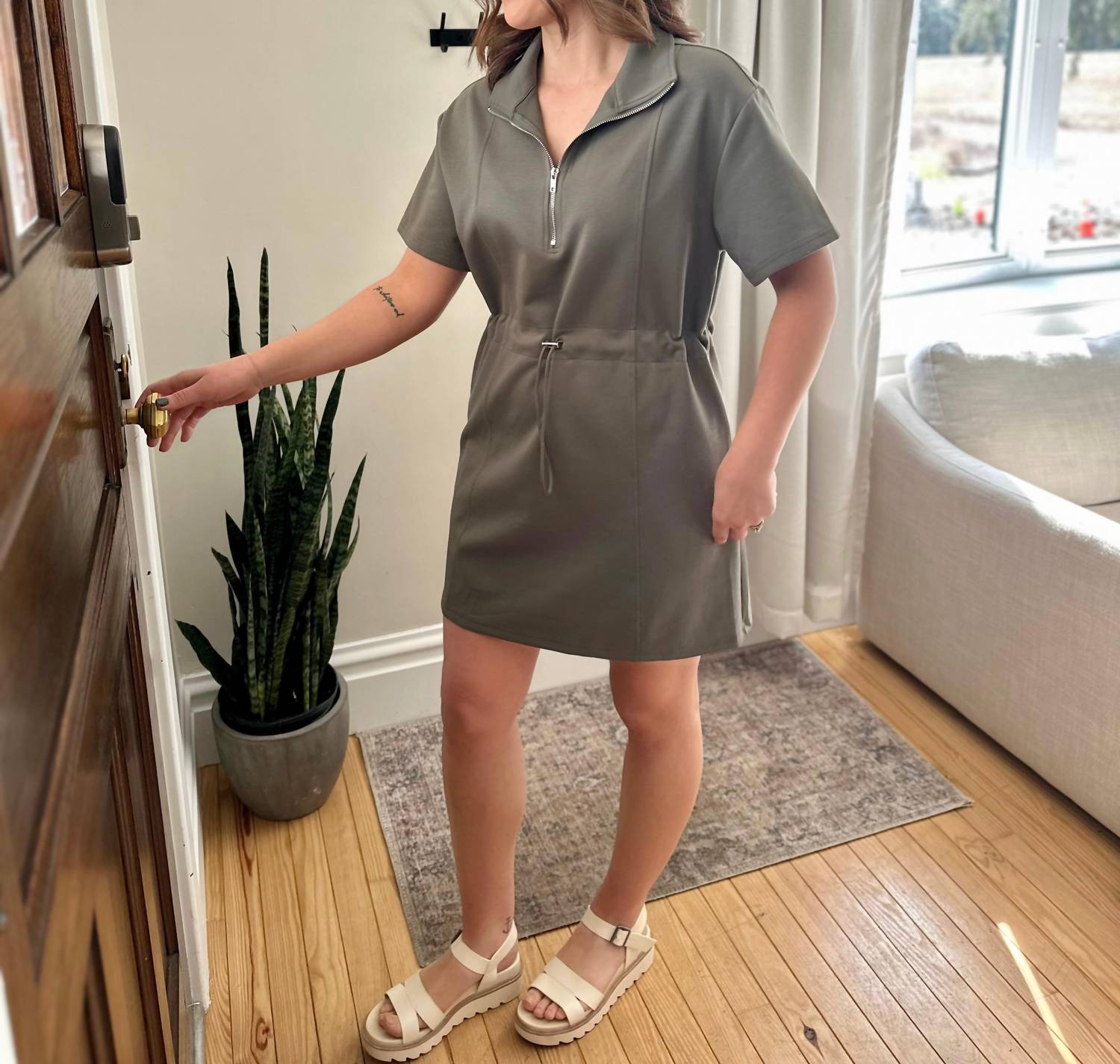 She + Sky - Essig Drawstring Knit Mini Dress