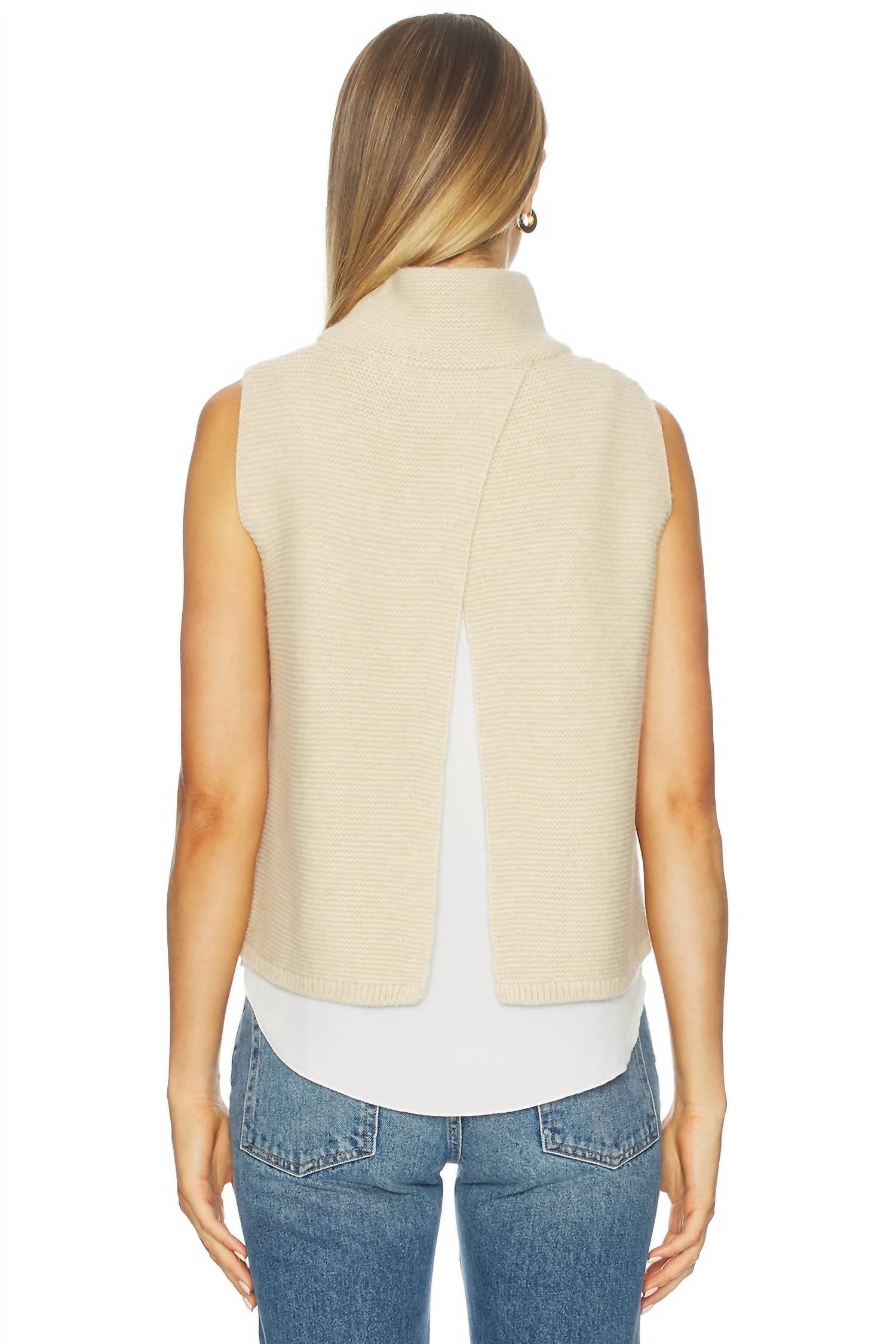 Brochu Walker Aimee Looker Pullover Top in bisque melange with white - women's jacket - detail view
