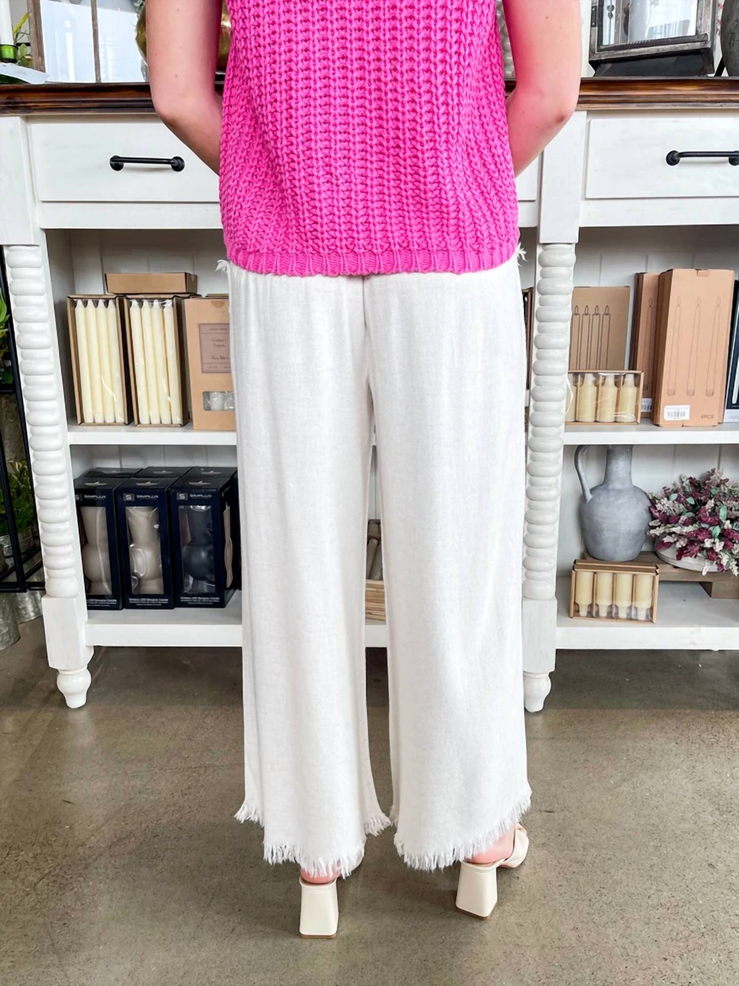 Umgee - Frayed Hem Wide Leg Pants